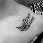 Music bird tattoo