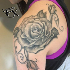 Black and grey rose