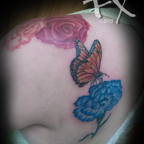 Butterfly, and flowers