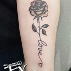 Rose with love stem